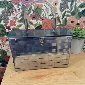 1950s Vintage Dorset Rex Silver Woven Clutch​​​